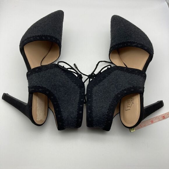 Franco Sarto Amoretta Dark Coal Wool Ankle Tie Heels Size 10M - Picture 7 of 12